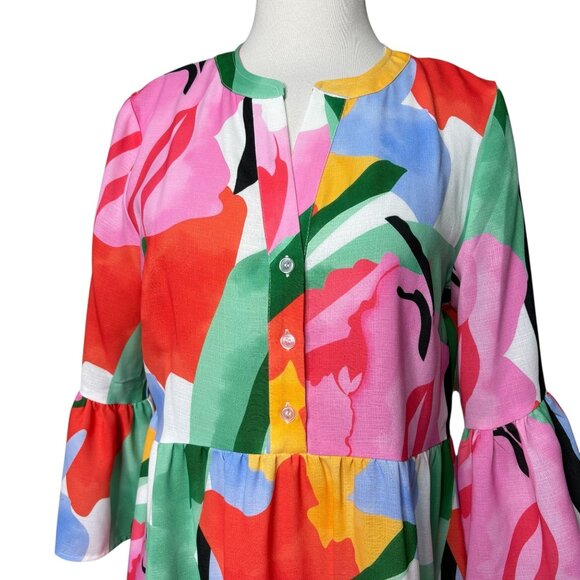 Be by CHETTA B Womens 3/4 Sleeve Abstract Babydoll Dress Petite - Picture 4 of 8